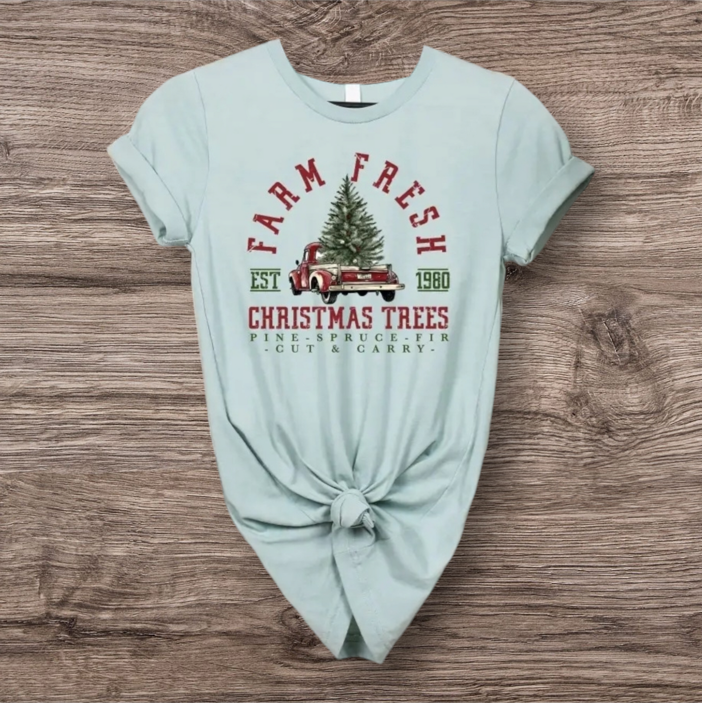 Farm fresh Christmas Trees Dusty Blue T-shirt