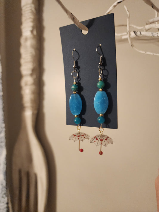 Rain drop umbrella earrings