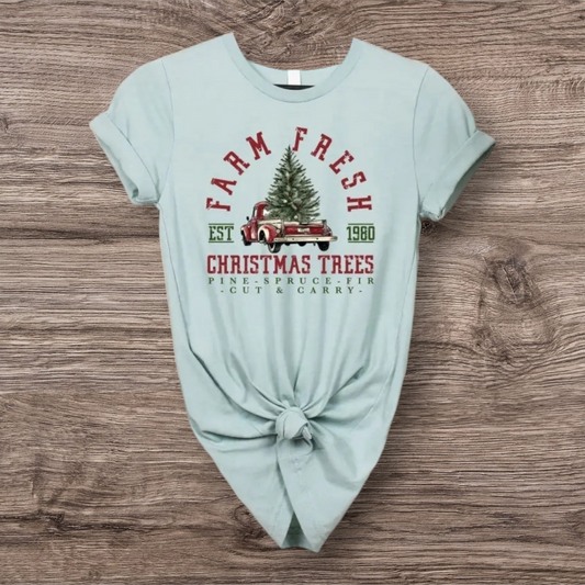 Farm fresh Christmas Trees Dusty Blue T-shirt